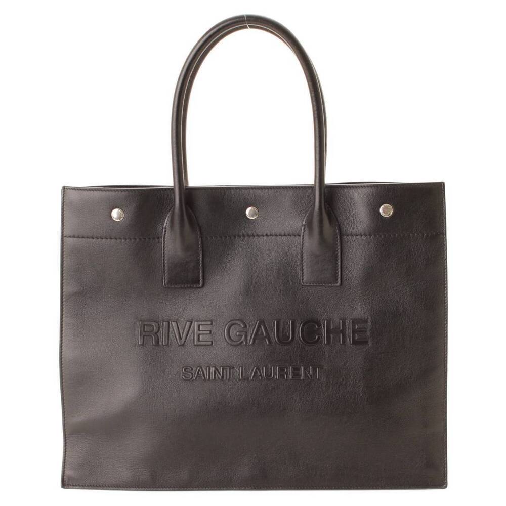 Saint Laurent Rive Gauche Leather Tote Bag Black
